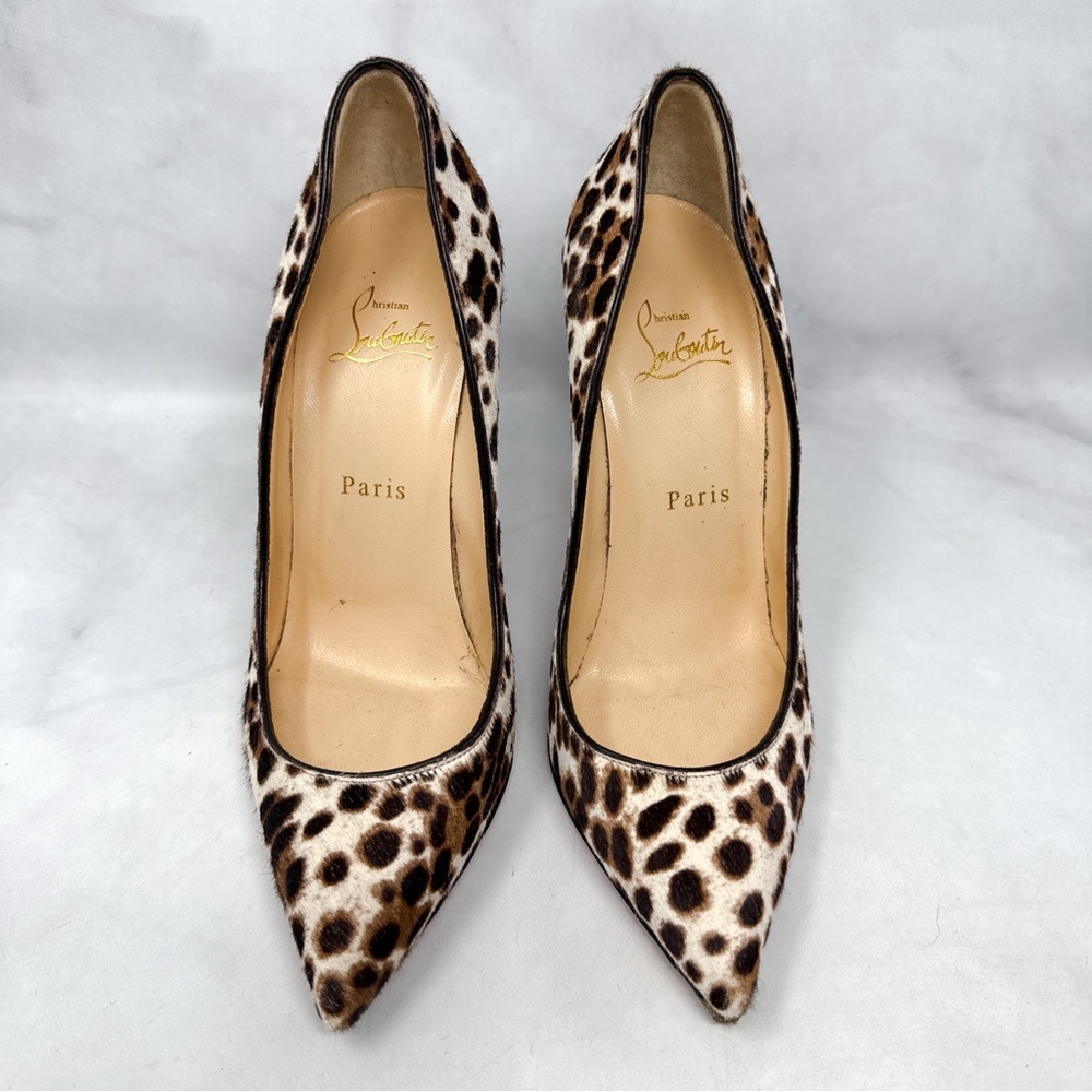 Christian Louboutin Pigalle Follies 100 Leopard Pony Hair Pointed Toe Pump Heels - Picture 4 of 14
